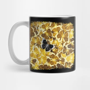 Dare to be Different - Black Butterfly on Golden Yellow Butterflies Mug